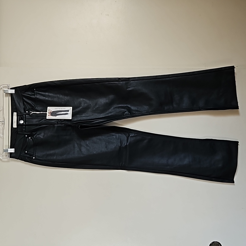 Black Super High Rise Bootcut Faux Leather Pants Size 3/ 26